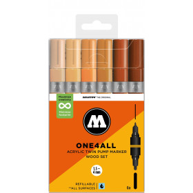 ONE4ALL™ Acrylic Twin 1,5mm/4mm 6x Wood Set-Clear Box