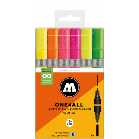 ONE4ALL™ Acrylic Twin 1,5mm/4mm 6x Neon Set-Clear Box